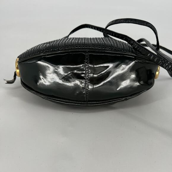 Vtg Saks‎ Fifth Avenue Handbag Green Crossbody Italy Circle Ball Patent Leather - Picture 6 of 15